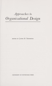Cover of: Approaches to organizational design