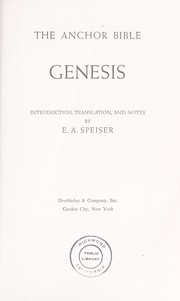 Cover of: Genesis. by Introd., translation, and notes by E. A. Speiser.