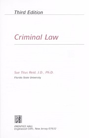 Cover of: Criminal law by Sue Titus Reid