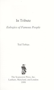 Cover of: In tribute : eulogies of famous people by 