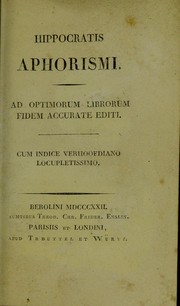 Cover of: Aphorismi, ad optimorum librorum fidem accurate editi: [by J.F.C. Hecker]. Cum indice Verhoofdiano. Locupletissimo. [In Greek and Latin]