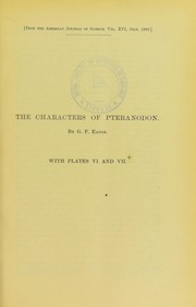 Cover of: The characters of Pteranodon by George Francis Eaton