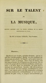 Cover of: Sur le talent de la musique : discours ..., Societe Phrenologique de Paris