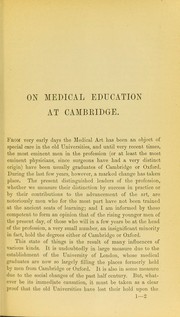 Cover of: On medical education at Cambridge