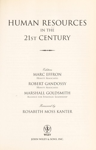 Human Resources In The 21st Century By Marc Effron Open Library