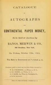 Cover of: Catalogue of autographs and continental paper money ...