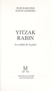 Cover of: Yitzak Rabin: le soldat de la paix