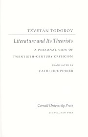 Cover of: Literature and its theorists : a personal view of twentieth-century criticism by 