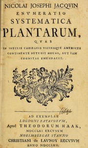 Cover of: Enumeratio systematica plantarum: quas in insulis Caribaeis vicinaque Americes continente detexit novas, aut iam cognitas emendavit