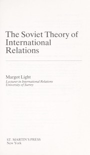 Cover of: The Soviet theory of international relations