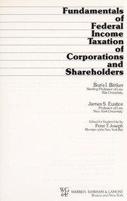 Cover of: Fundamentals of Federal Income Taxation of Corporations and Shareholders