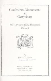 Cover of: Confederate monuments at Gettysburg by Martin, David G.