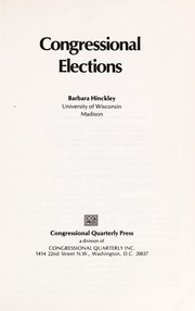Cover of: Congressional elections