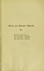 Cover of: Briefe von Theodor Billroth