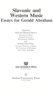 Cover of: Slavonic and Western music: essays for Gerald Abraham