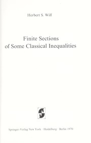 Cover of: Finite sections of some classical inequalities