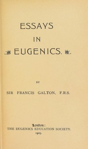 Cover of: Essays in eugenics by Sir Francis Galton