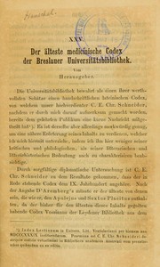Cover of: Der ©Þlteste medicinische Codex der Breslauer Universit©Þtsbibliothek by August Wilhelm Eduard Theodor Henschel