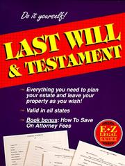 Cover of: The E-Z Legal Guide to Last Will & Testament (E-Z Legal Guide)