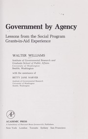 Cover of: Government by agency: lessons from the social program grant-in-aid experience