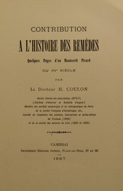 Cover of: Contribution ©  l'histoire des rem©·des: quelques pages d'un manuscrit Picard du XVe si©·cle