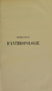 Cover of: M©♭moires d'anthropologie by Paul Broca