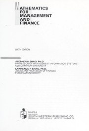 Cover of: Mathematics for management and finance