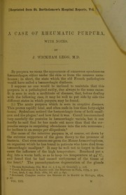 Cover of: A case of rheumatic purpura by J. Wickham Legg