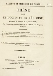 Cover of: Th©·se pour le doctorat en m©♭decine: pr©♭sent©♭e et soutenue le 12 janvier 1839