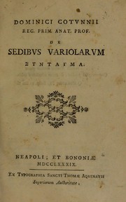 Cover of: De sedibus variolarum syntagma