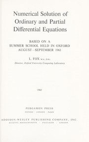 Cover of: Numerical solution of ordinary and partial differential equations. by Fox, L.