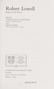 Cover of: Robert Lowell by edited by Steven Gould Axelrod and Helen Deese.
