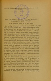 Cover of: The children's hospital, the medical school and the public