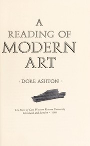 Cover of: A reading of modern art. by Dore Ashton
