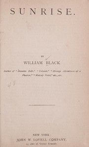 Cover of: Sunrise by William Black