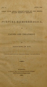 Cover of: Purpura h©Œmorrhagica: its causes and treatment