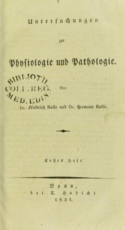 Cover of: Untersuchungen zur Physiologie und Pathologie by Hermann Nasse, Christian Friedrich Nasse