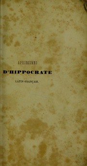 Cover of: Aphorismes d'Hippocrate comprenant le Serment by Hippocrates