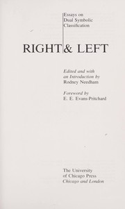 Cover of: Right & left: essays on dual symbolic classification.