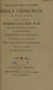 Cover of: Principii del sistema della chirurgia moderna ...