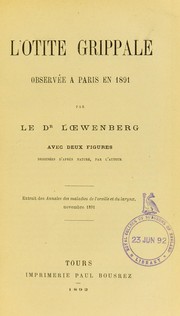 Cover of: L'otite grippale observ©♭e ©  Paris en 1891 by Benjamin Benno Loewenberg
