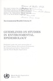 Cover of: Guidelines on studies in environmental epidemiology.