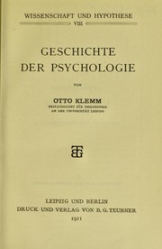 Cover of: Geschichte der psychologie by Otto Klemm
