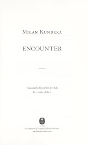 Cover of: Encounter by Milan Kundera