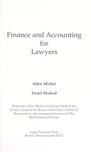 Cover of: Finance and accounting for lawyers