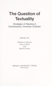 Cover of: The Question of Textuality by Spanos