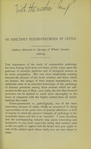 Cover of: On infectious pleuro-pneumonia of cattle