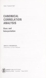 Cover of: Canonical correlation analysis: uses and interpretation