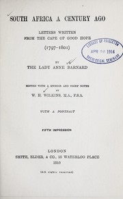 Cover of: South Africa a century ago by Barnard, Anne Lindsay Lady