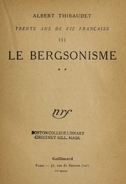 Cover of: Le Bergsonisme